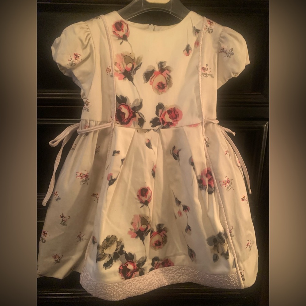 Simonetta Cream Dress with Pink and Green Floral Design